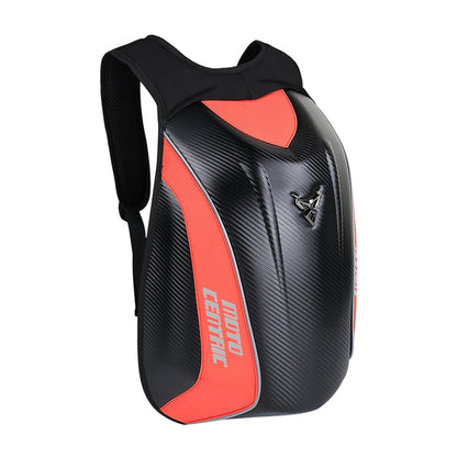 Motorcycle Backpack Waterproof Large Capacity Carbon Fiber Rider Backpack Hard Shell Reflective Motorbike Travel Suitcase Light Version (Black)