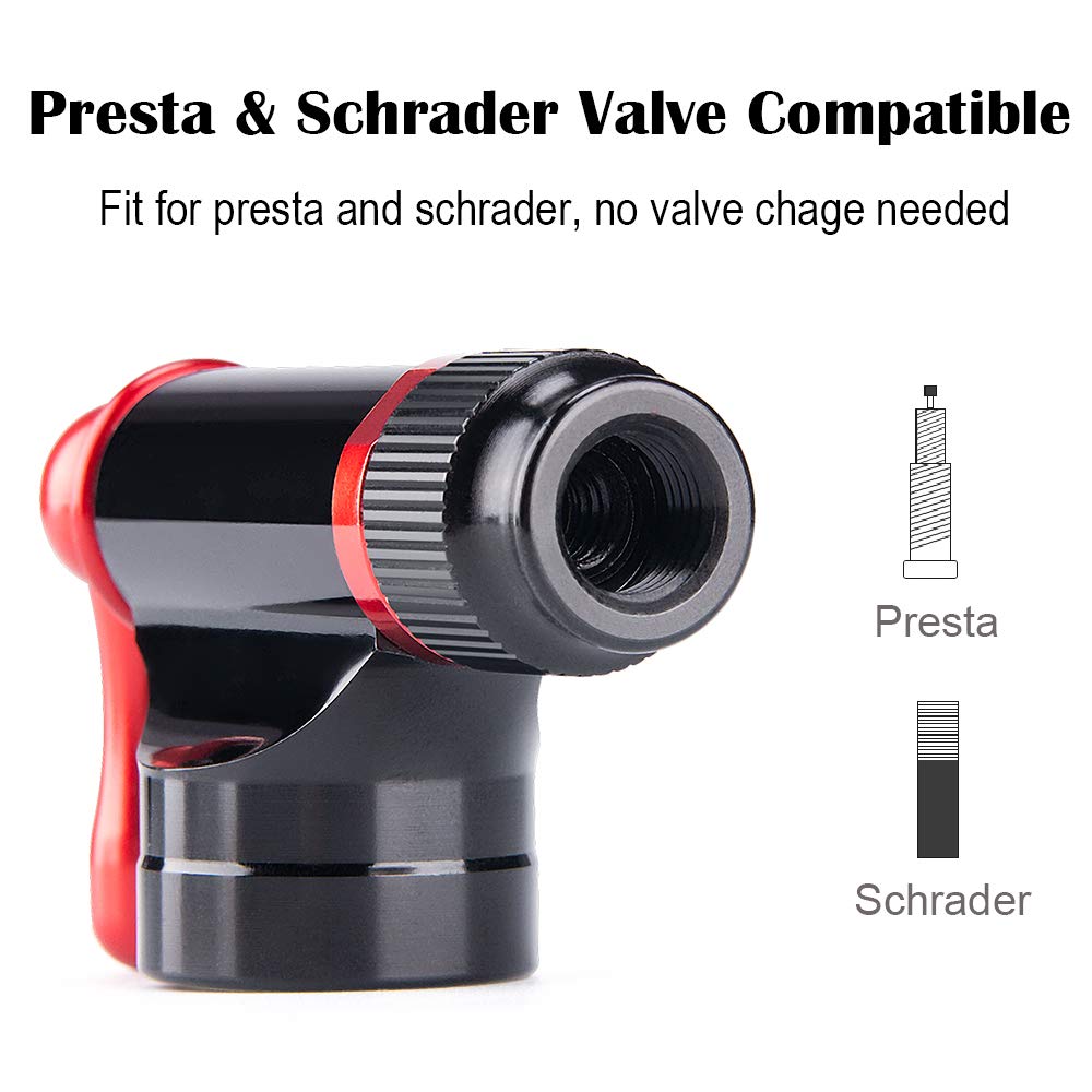 CO2 Inflator Kit with 16g/ 25g CO2 Cartridges - Presta & Schrader Valve Compatible - CO2 Bike Pump for Road and Mountain Bikes