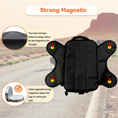 Dracarys Motorcycle Tank Bag - Oxford Saddle Black Motorbike Bag - Strong Magnetic Bag for Honda Yamaha Suzuki Kawasaki Harley