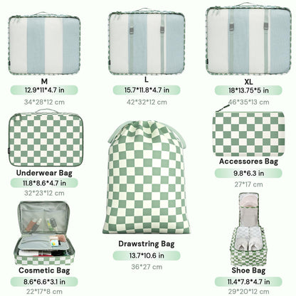 BAGAIL 8 Set Packing Cubes Luggage Packing Organizers for Travel Accessories-Jet Black