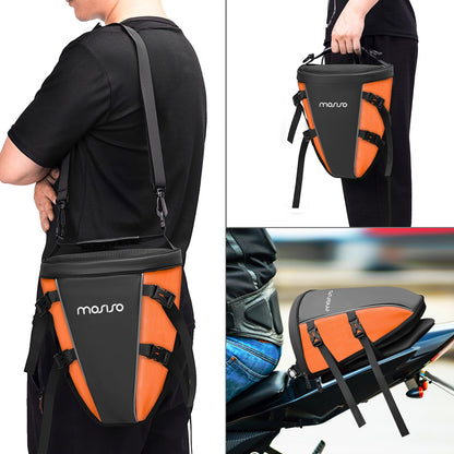 MOSISO Motorcycle Tail Bag Multifunctional Waterproof Polyester Storage Saddle Bag, 10L Outdoor Sports Motorbike Rear Seat Light Tank Handbag Tool Carry Pouch with Shoulder Strap, Black