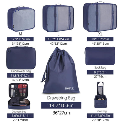 BAGAIL 8 Set Packing Cubes Luggage Packing Organizers for Travel Accessories-Jet Black