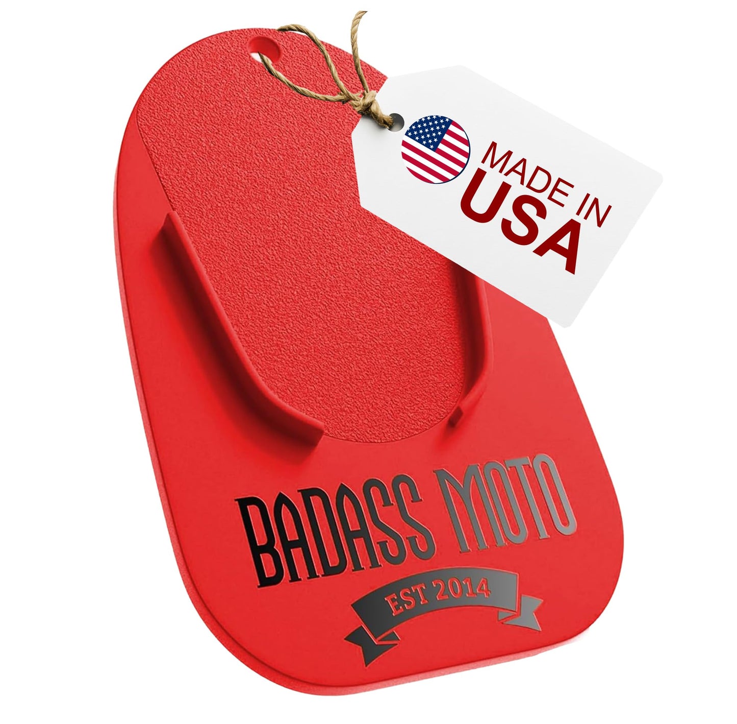 Badass Moto Motorcycle Kickstand Pad - Kick Stand Puck, Coaster Plate for Harley Davidson, Touring & Sport Bikes - Motorcycle Accessories for Grass, Dirt, Hot Pavement Parking Pad - USA Made, Black