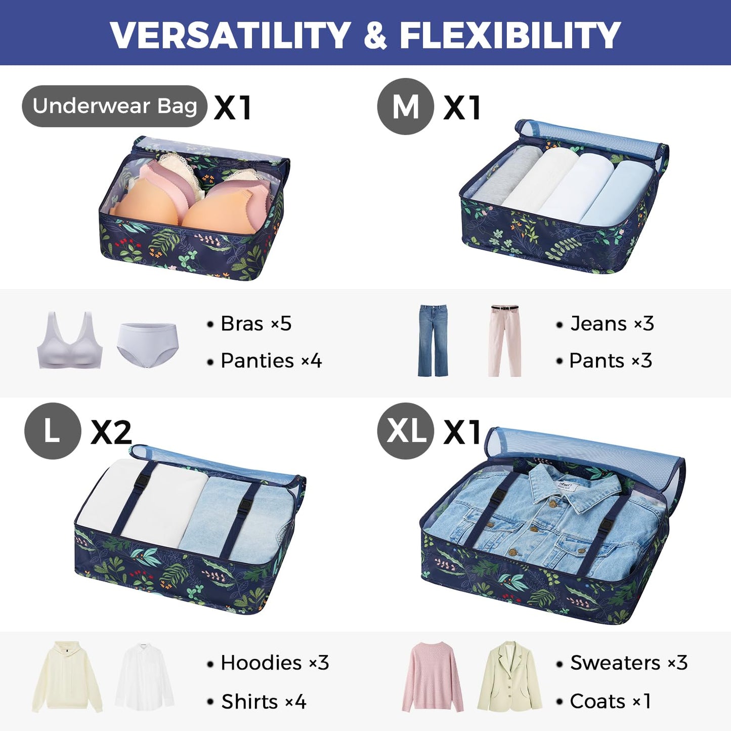 BAGAIL 8 Set Packing Cubes Luggage Packing Organizers for Travel Accessories-Jet Black