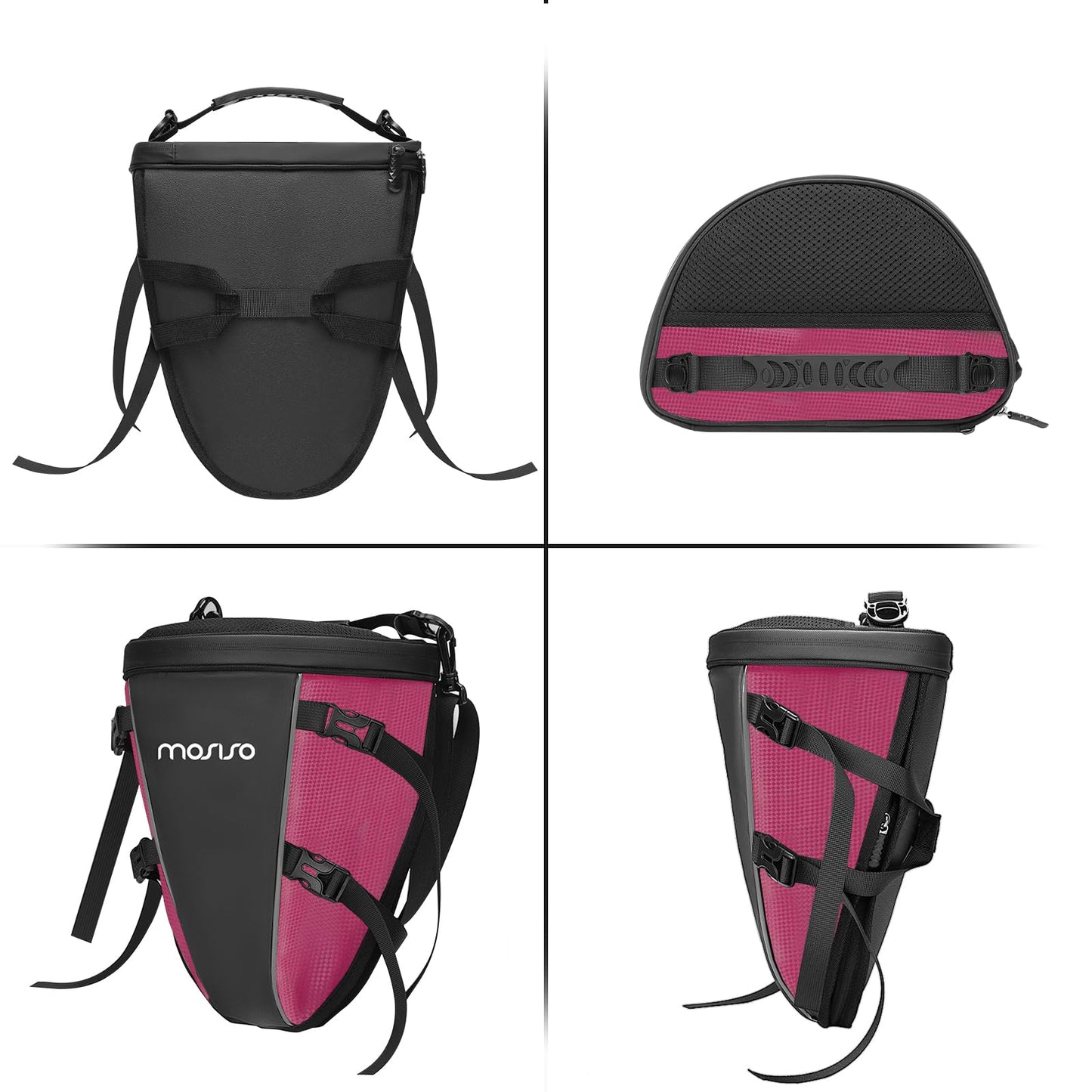MOSISO Motorcycle Tail Bag Multifunctional Waterproof Polyester Storage Saddle Bag, 10L Outdoor Sports Motorbike Rear Seat Light Tank Handbag Tool Carry Pouch with Shoulder Strap, Black