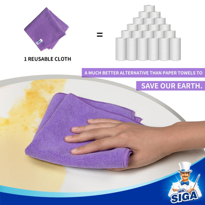 MR.SIGA Microfiber Cleaning Cloth,Pack of 12,Size:12.6" x 12.6"