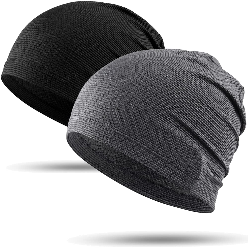 WTACTFUL 1Pack / 2 Pack Cooling Skull Caps for Men & Women - Breathable 3D Mesh Running Caps for Cycling, Gym & Summer