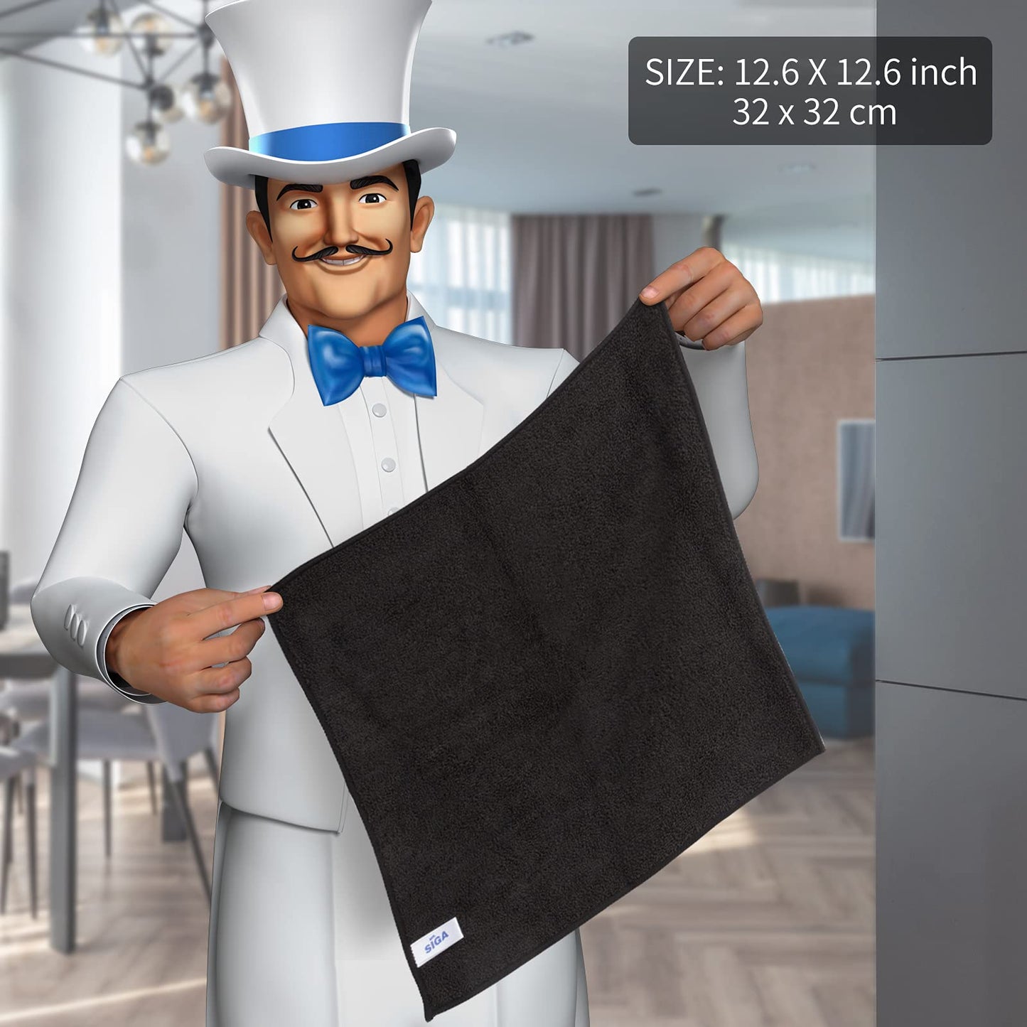 MR.SIGA Microfiber Cleaning Cloth,Pack of 12,Size:12.6" x 12.6"