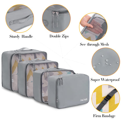 BAGAIL 8 Set Packing Cubes Luggage Packing Organizers for Travel Accessories-Jet Black