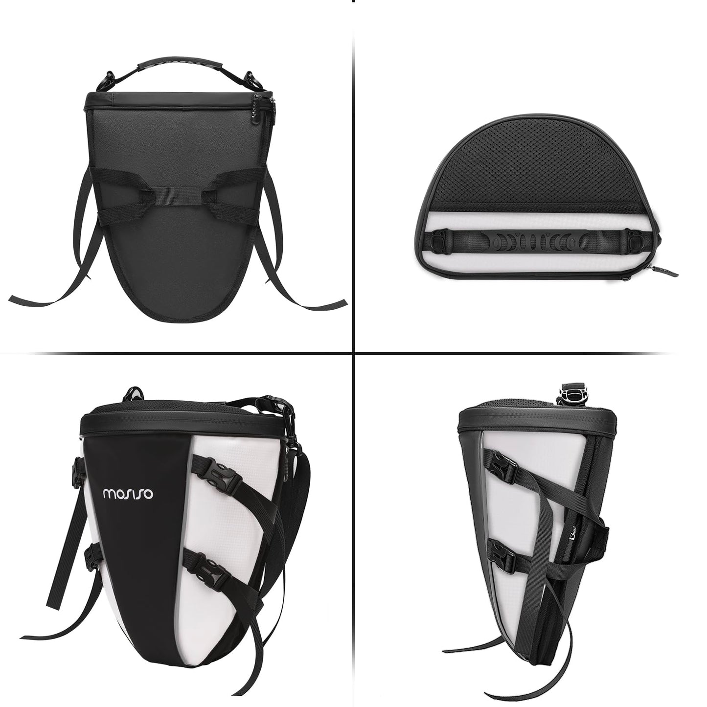 MOSISO Motorcycle Tail Bag Multifunctional Waterproof Polyester Storage Saddle Bag, 10L Outdoor Sports Motorbike Rear Seat Light Tank Handbag Tool Carry Pouch with Shoulder Strap, Black