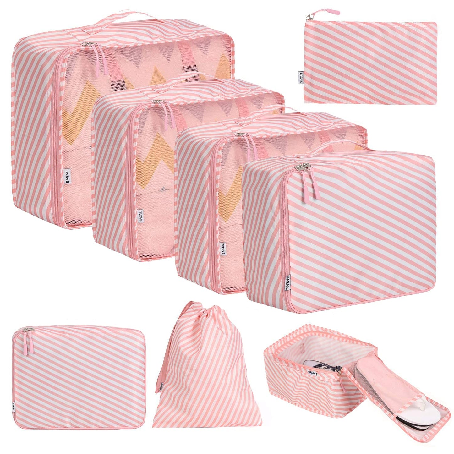 BAGAIL 8 Set Packing Cubes Luggage Packing Organizers for Travel Accessories-Jet Black