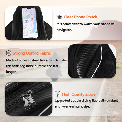 Dracarys Motorcycle Tank Bag - Oxford Saddle Black Motorbike Bag - Strong Magnetic Bag for Honda Yamaha Suzuki Kawasaki Harley