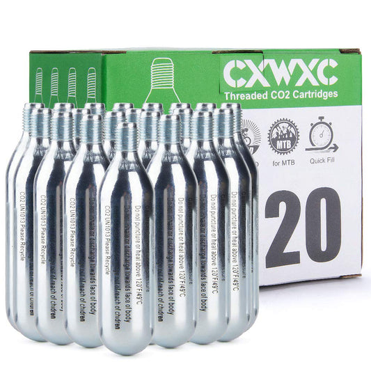 CXWXC 16g / 25g Threaded CO2 Cartridges or CO2 Inflator for Bike Tires - Cartridge for CO2 Inflator with Threaded Connection, CO2 Pump for Road and Mountain Bikes