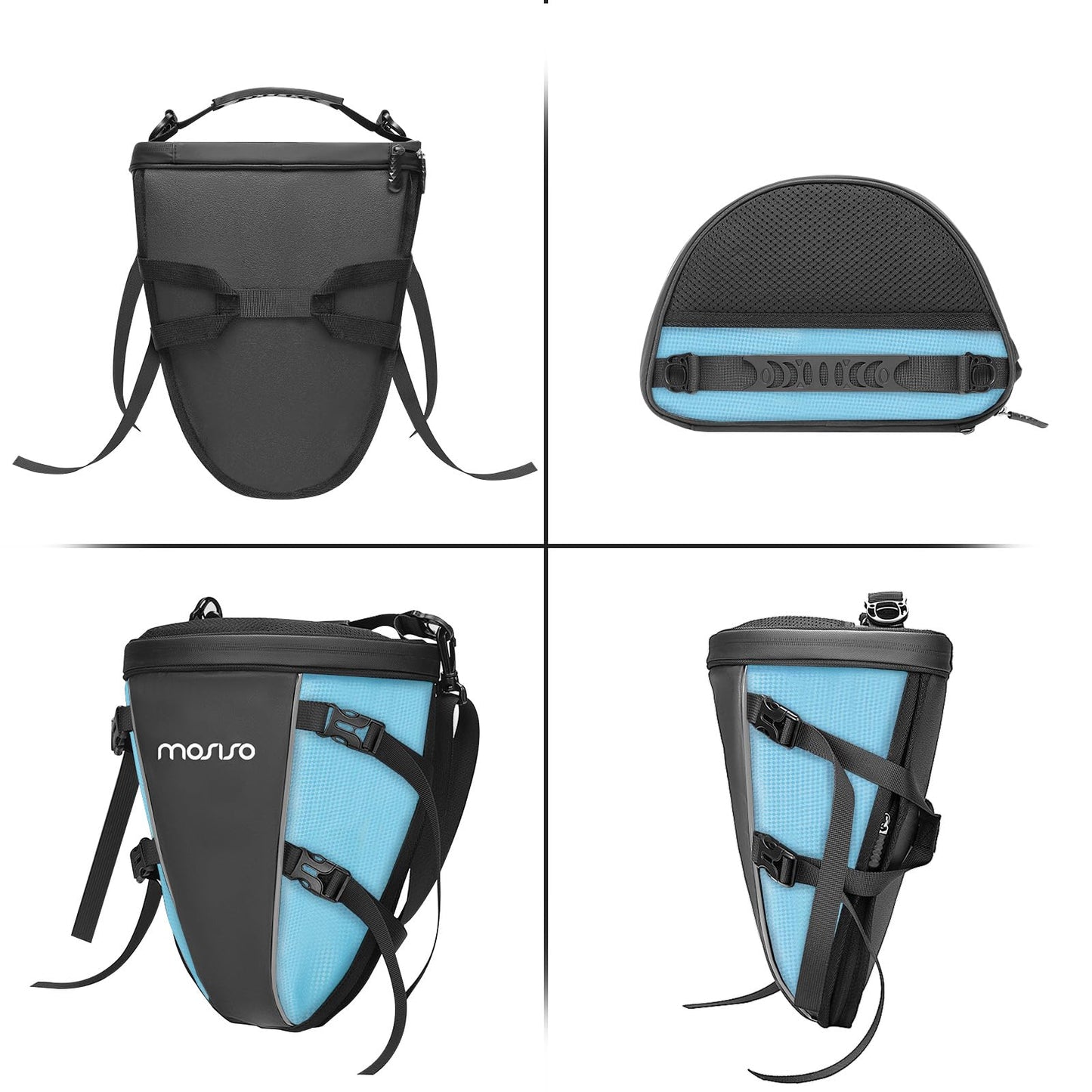 MOSISO Motorcycle Tail Bag Multifunctional Waterproof Polyester Storage Saddle Bag, 10L Outdoor Sports Motorbike Rear Seat Light Tank Handbag Tool Carry Pouch with Shoulder Strap, Black