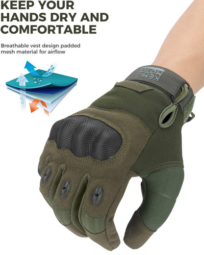 KEMIMOTO Tactical Gloves for Men, Touchscreen Motorcycle Gloves with Hard Shell & Palm Padding for Sports Motorcycle Cycling Tactical Airsoft Paintball Hunting Hiking Camping Climbing