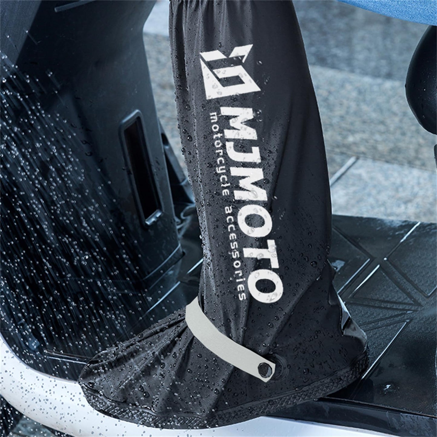 Waterproof Motorcycle Boot Covers, Heavy Duty Rain Overshoes with Non-Slip Rubber Sole (Large)