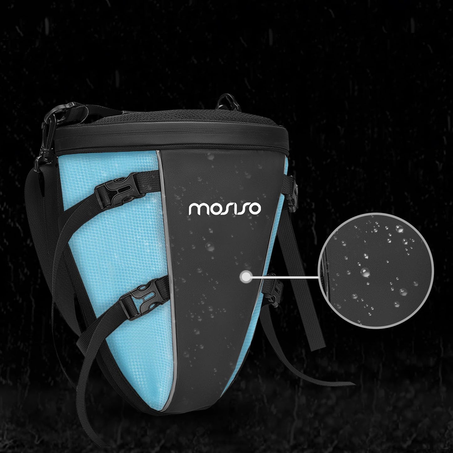 MOSISO Motorcycle Tail Bag Multifunctional Waterproof Polyester Storage Saddle Bag, 10L Outdoor Sports Motorbike Rear Seat Light Tank Handbag Tool Carry Pouch with Shoulder Strap, Black