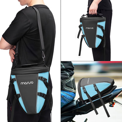 MOSISO Motorcycle Tail Bag Multifunctional Waterproof Polyester Storage Saddle Bag, 10L Outdoor Sports Motorbike Rear Seat Light Tank Handbag Tool Carry Pouch with Shoulder Strap, Black