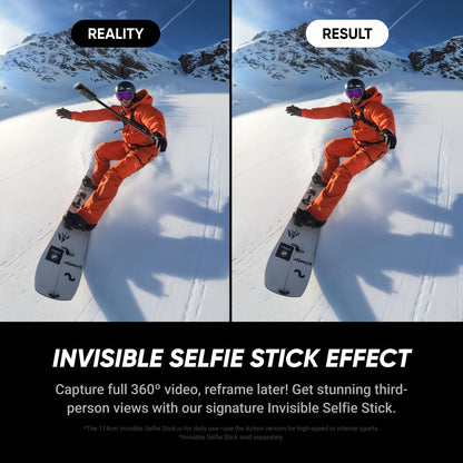 Insta360 X5 - Waterproof 8K 360° Action Camera, Leading Low Light, Invisible Selfie Stick Effect, Rugged and Replaceable Lens, 3-Hour Battery, Built-in Wind Guard, Stabilization, Triple AI Chip Design