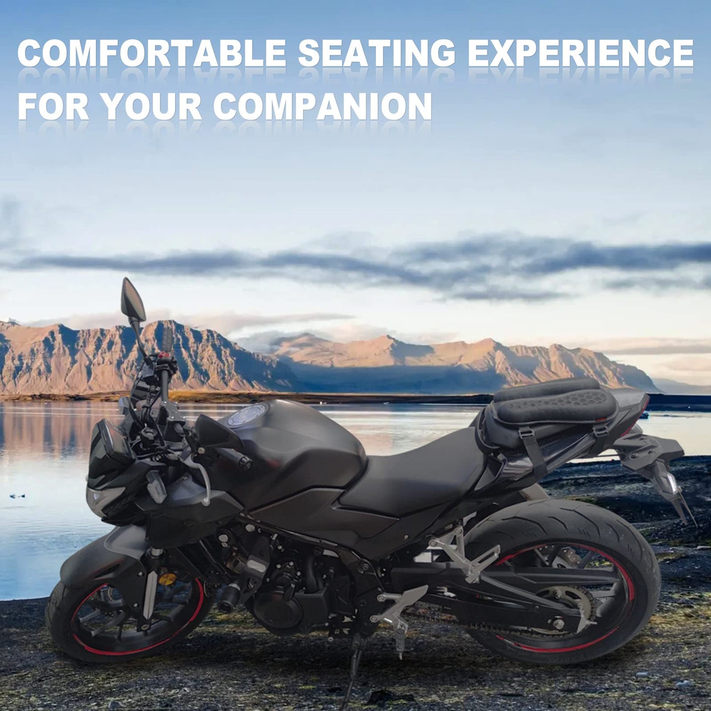 Foldable Motorcycle Gel Seat Cushion, Large 3D-Honeycomb Structure Shock Absorption & Breathable Motorcycle Gel Seat Pad for Long Rides (L)