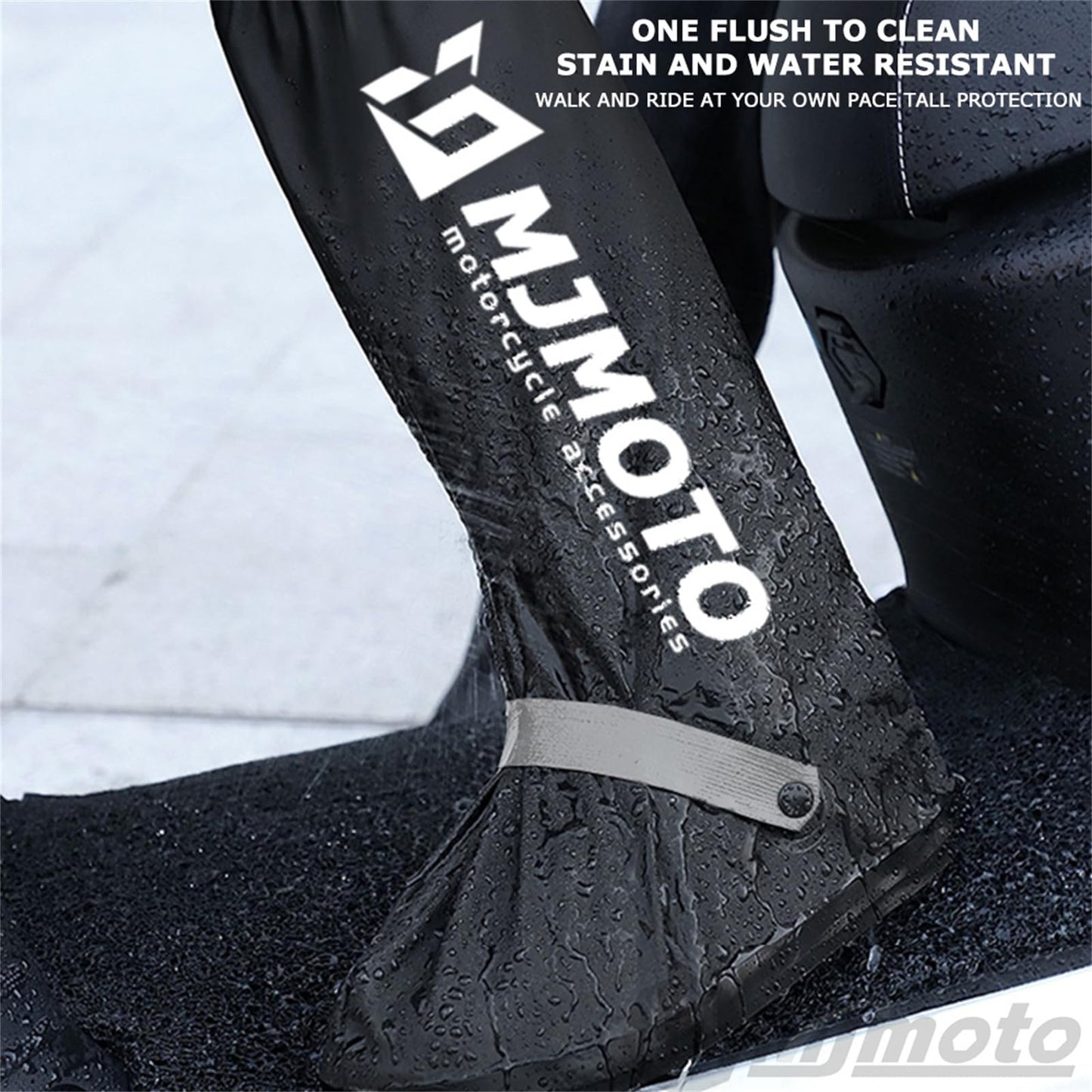 Waterproof Motorcycle Boot Covers, Heavy Duty Rain Overshoes with Non-Slip Rubber Sole (Large)