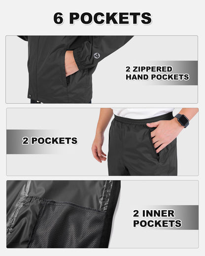 Outdoor Ventures Packable Rain Suit for Men Lightweight Waterproof Breathable Rain Gear for golf Rain Jacket Pants