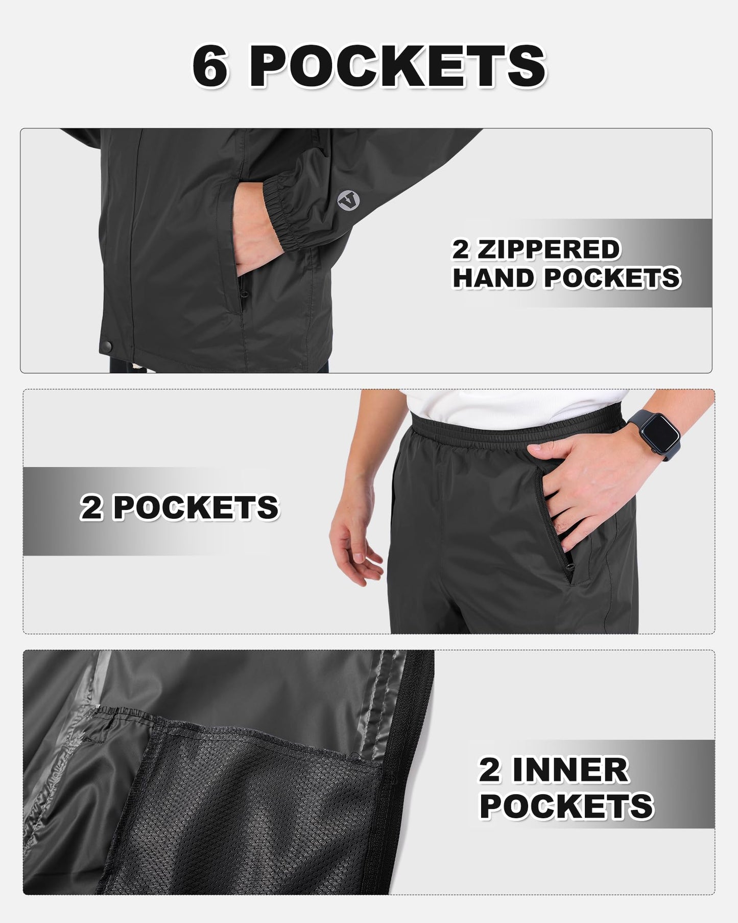 Outdoor Ventures Packable Rain Suit for Men Lightweight Waterproof Breathable Rain Gear for golf Rain Jacket Pants