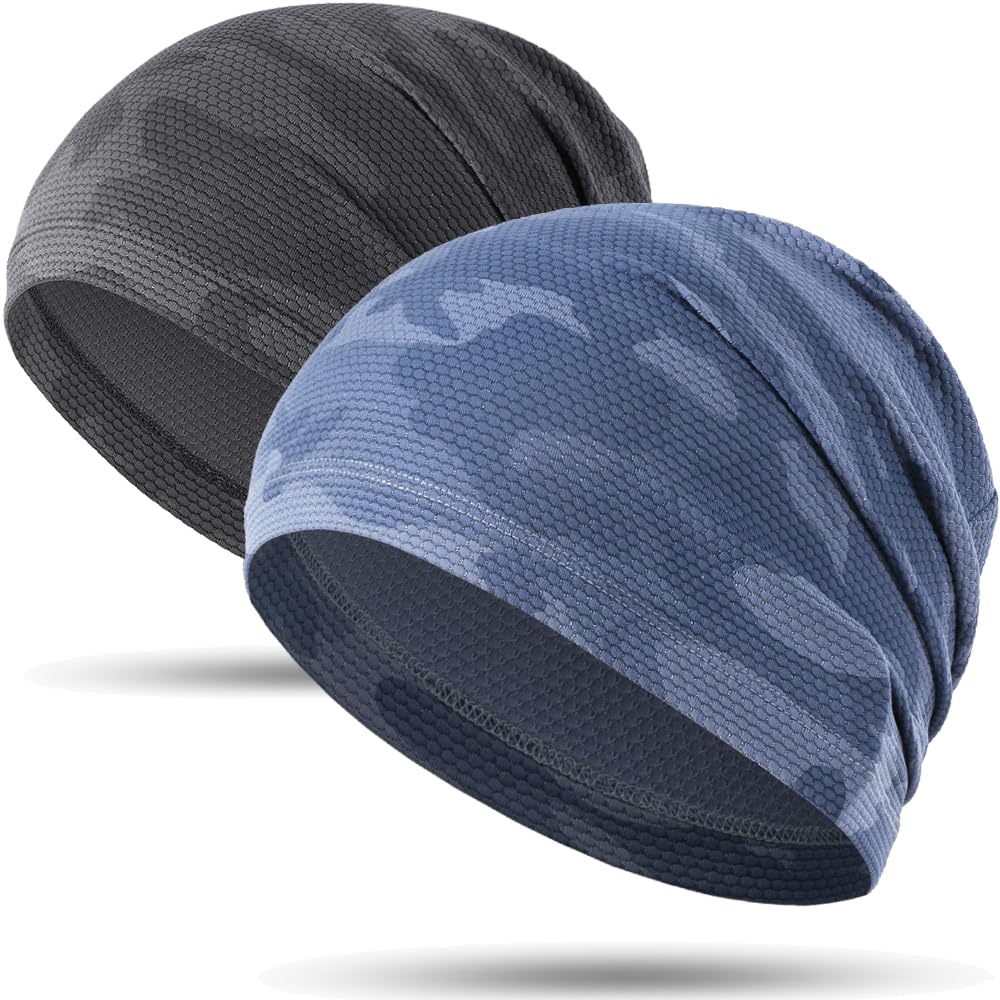 WTACTFUL 1Pack / 2 Pack Cooling Skull Caps for Men & Women - Breathable 3D Mesh Running Caps for Cycling, Gym & Summer