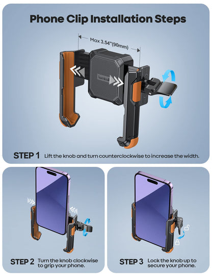 Lamicall Motorcycle Phone Mount Holder - [Camera Friendly] [1s Lock] Bike Phone Holder Handlebar Clamp, Bicycle Scooter Phone Clip, Gifts for iPhone 17, 16, 15 Pro Max, Galaxy S25 Ultra, 4.7-7" Phones
