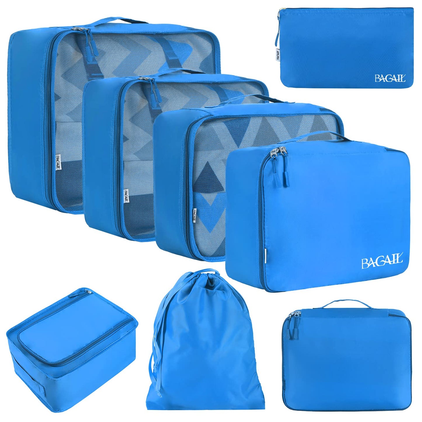 BAGAIL 8 Set Packing Cubes Luggage Packing Organizers for Travel Accessories-Jet Black