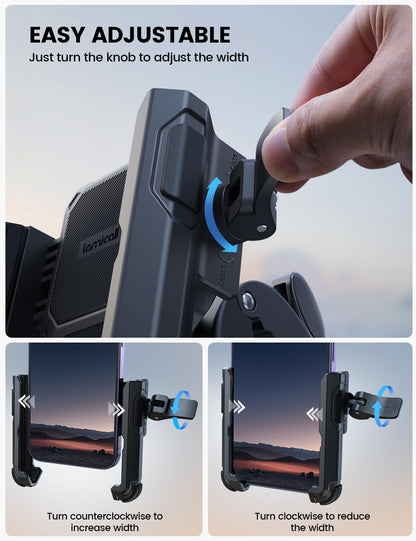 Lamicall Motorcycle Phone Mount Holder - [Camera Friendly] [1s Lock] Bike Phone Holder Handlebar Clamp, Bicycle Scooter Phone Clip, Gifts for iPhone 17, 16, 15 Pro Max, Galaxy S25 Ultra, 4.7-7" Phones