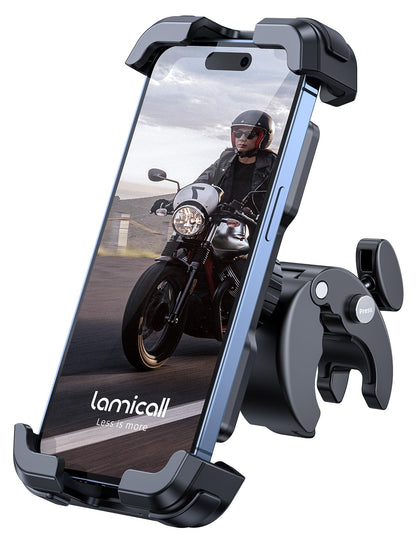 Lamicall Motorcycle Phone Mount, Bike Phone Holder - [Metal Lock] Upgrade Quick Install Bar Clip for Bicycle Scooter, Cell Phone Clamp Gifts for iPhone 17 16 15 Pro Max, Galaxy, 4.7-6.8" Phones