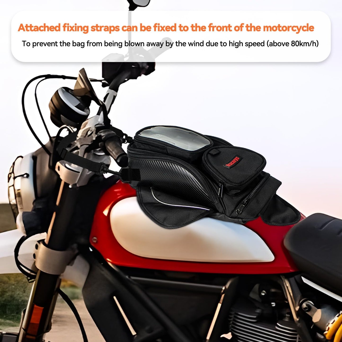 Dracarys Motorcycle Tank Bag - Oxford Saddle Black Motorbike Bag - Strong Magnetic Bag for Honda Yamaha Suzuki Kawasaki Harley