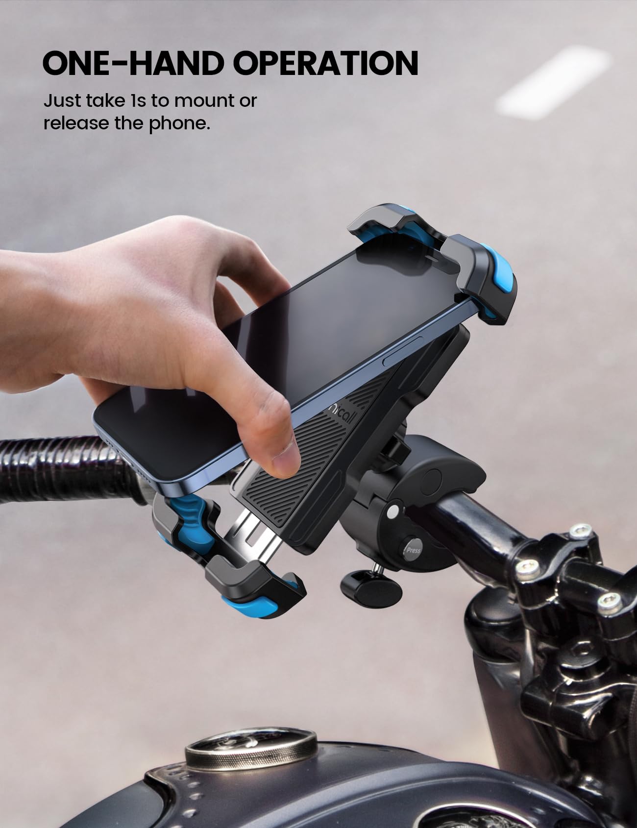 Lamicall Motorcycle Phone Mount, Bike Phone Holder - [Metal Lock] Upgrade Quick Install Bar Clip for Bicycle Scooter, Cell Phone Clamp Gifts for iPhone 17 16 15 Pro Max, Galaxy, 4.7-6.8" Phones