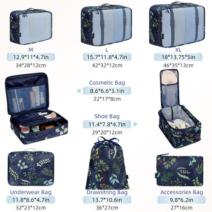 BAGAIL 8 Set Packing Cubes Luggage Packing Organizers for Travel Accessories-Jet Black