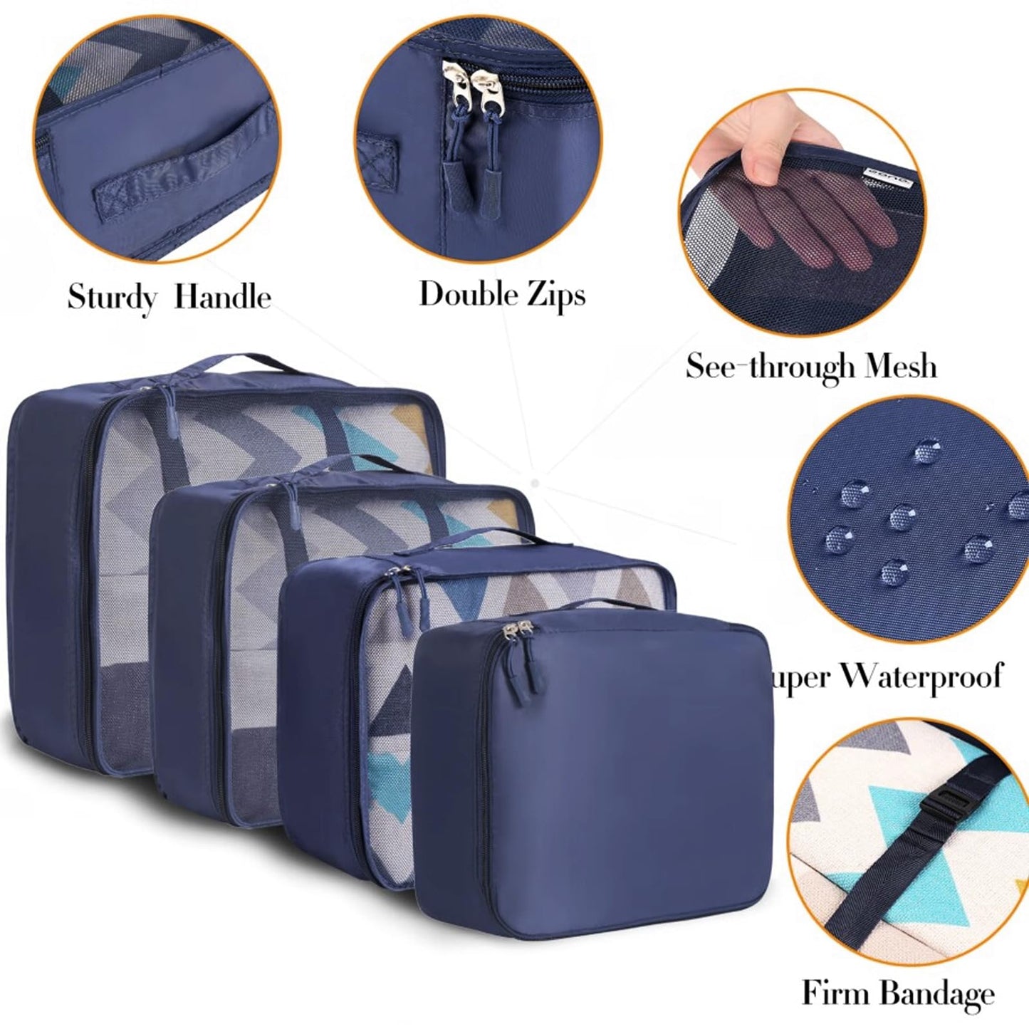 BAGAIL 8 Set Packing Cubes Luggage Packing Organizers for Travel Accessories-Jet Black