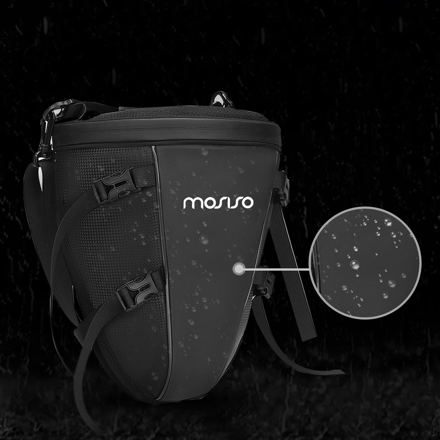 MOSISO Motorcycle Tail Bag Multifunctional Waterproof Polyester Storage Saddle Bag, 10L Outdoor Sports Motorbike Rear Seat Light Tank Handbag Tool Carry Pouch with Shoulder Strap, Black