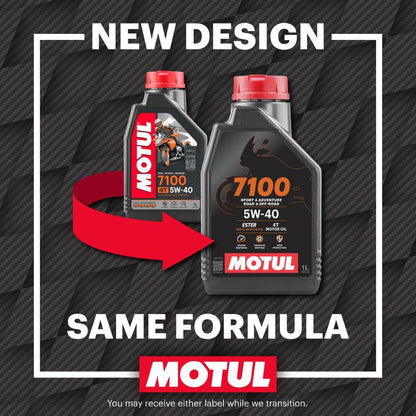 Motul 7100 4T 10W-40 Full Synthetic Motorcycle Oil - Ester Technology - API SP JASO MA2 Wet Clutch Safe - Engine and Gearbox Protection for Street Sport Adventure 4L