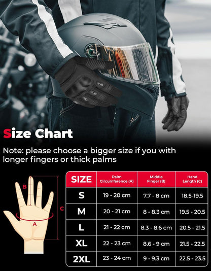 WESTWOOD FOX WFX Motorcycle Gloves for Men and Women Hard Knuckle Full Finger Touchscreen Motorbike Gloves for Bike Riding