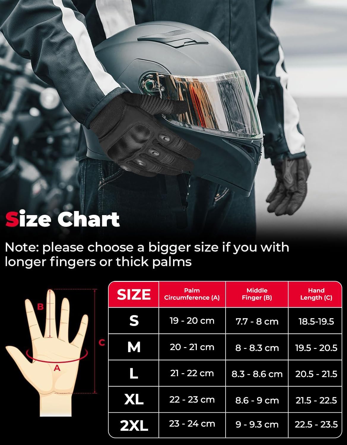 WESTWOOD FOX WFX Motorcycle Gloves for Men and Women Hard Knuckle Full Finger Touchscreen Motorbike Gloves for Bike Riding