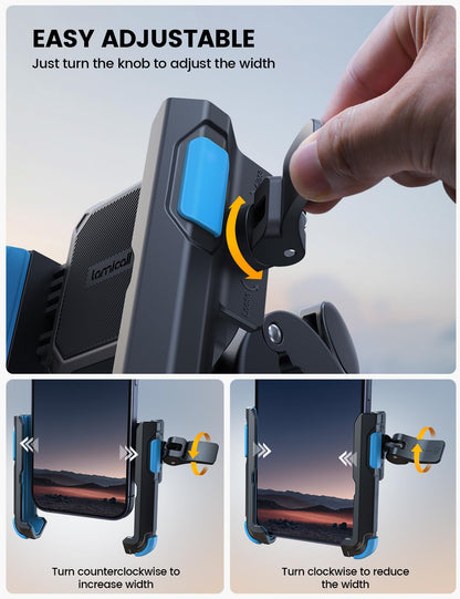 Lamicall Motorcycle Phone Mount Holder - [Camera Friendly] [1s Lock] Bike Phone Holder Handlebar Clamp, Bicycle Scooter Phone Clip, Gifts for iPhone 17, 16, 15 Pro Max, Galaxy S25 Ultra, 4.7-7" Phones