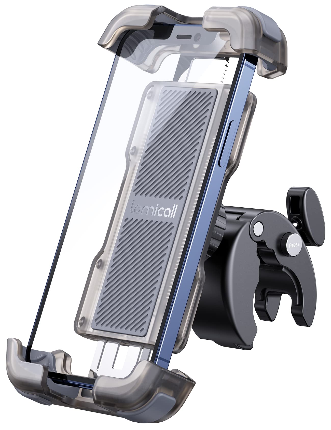 Lamicall Motorcycle Phone Mount, Bike Phone Holder - [Metal Lock] Upgrade Quick Install Bar Clip for Bicycle Scooter, Cell Phone Clamp Gifts for iPhone 17 16 15 Pro Max, Galaxy, 4.7-6.8" Phones