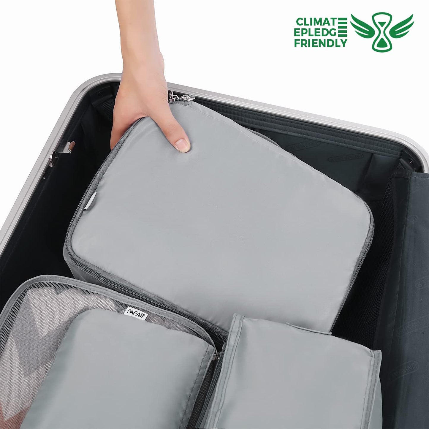 BAGAIL 8 Set Packing Cubes Luggage Packing Organizers for Travel Accessories-Jet Black