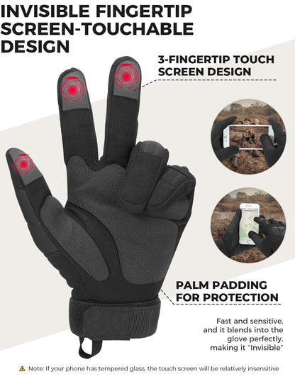 KEMIMOTO Tactical Gloves for Men, Touchscreen Motorcycle Gloves with Hard Shell & Palm Padding for Sports Motorcycle Cycling Tactical Airsoft Paintball Hunting Hiking Camping Climbing
