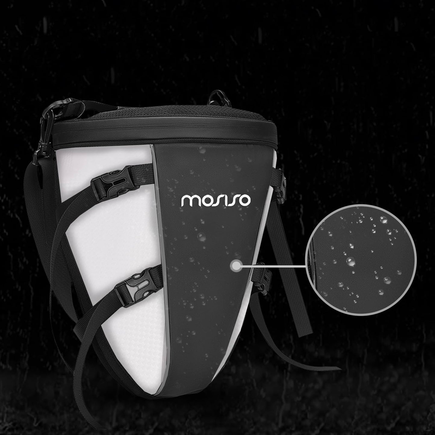 MOSISO Motorcycle Tail Bag Multifunctional Waterproof Polyester Storage Saddle Bag, 10L Outdoor Sports Motorbike Rear Seat Light Tank Handbag Tool Carry Pouch with Shoulder Strap, Black