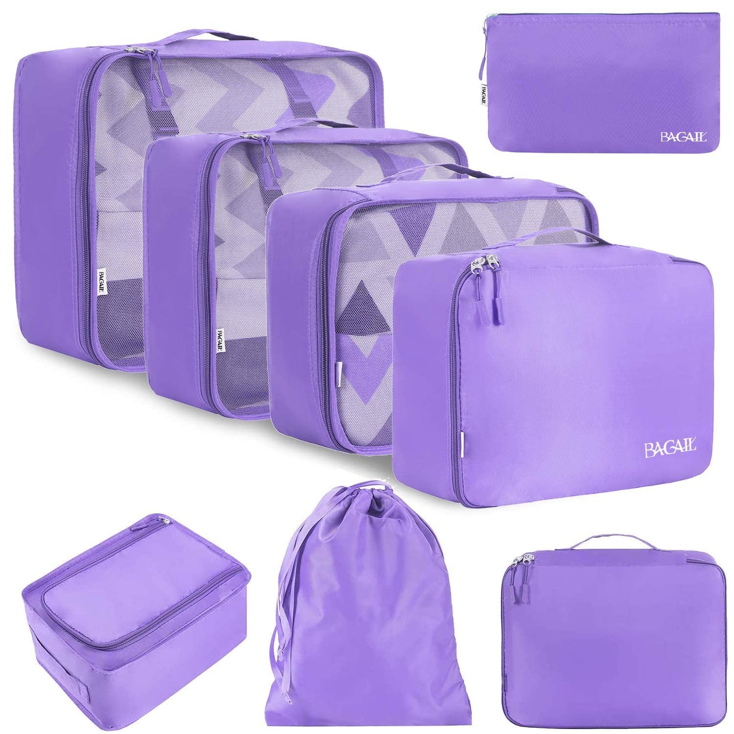 BAGAIL 8 Set Packing Cubes Luggage Packing Organizers for Travel Accessories-Jet Black