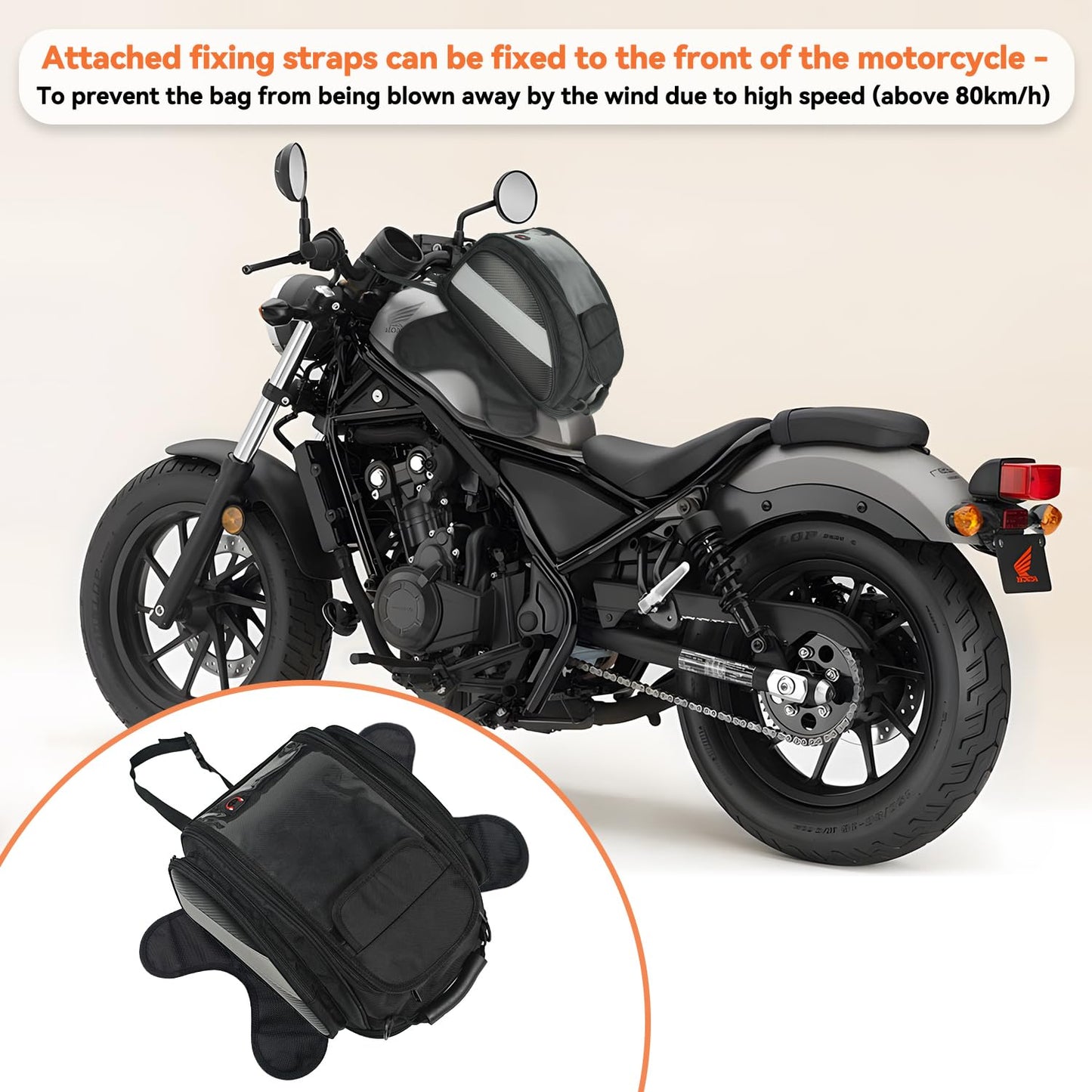 Dracarys Motorcycle Tank Bag - Oxford Saddle Black Motorbike Bag - Strong Magnetic Bag for Honda Yamaha Suzuki Kawasaki Harley