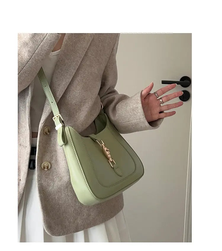 Vintage Women's Shoulder Bag 2023 Autumn Winter Fashion PU Leather Underarm Bags Trend All-Matched Crossbody Pack