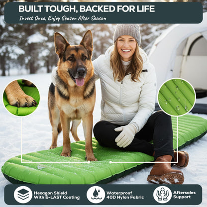 Gear Doctors® ApolloAir 5.2 R-Value [17oz] Ultralight Insulated Inflatable Camping Sleeping Pad — Backpacking Sleeping Pad— Camping Mattress Compact Lightweight for Hiking—Air Mattress for Backpacking