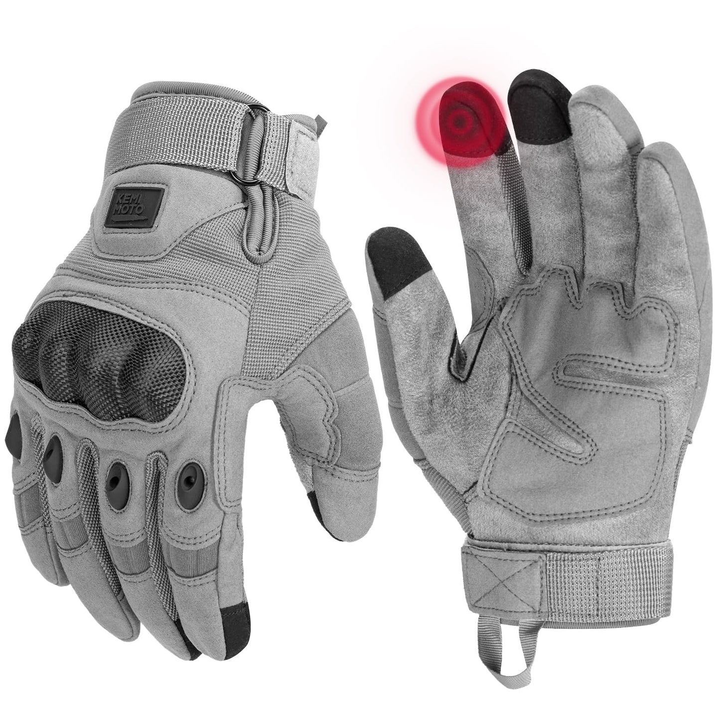 KEMIMOTO Tactical Gloves for Men, Touchscreen Motorcycle Gloves with Hard Shell & Palm Padding for Sports Motorcycle Cycling Tactical Airsoft Paintball Hunting Hiking Camping Climbing